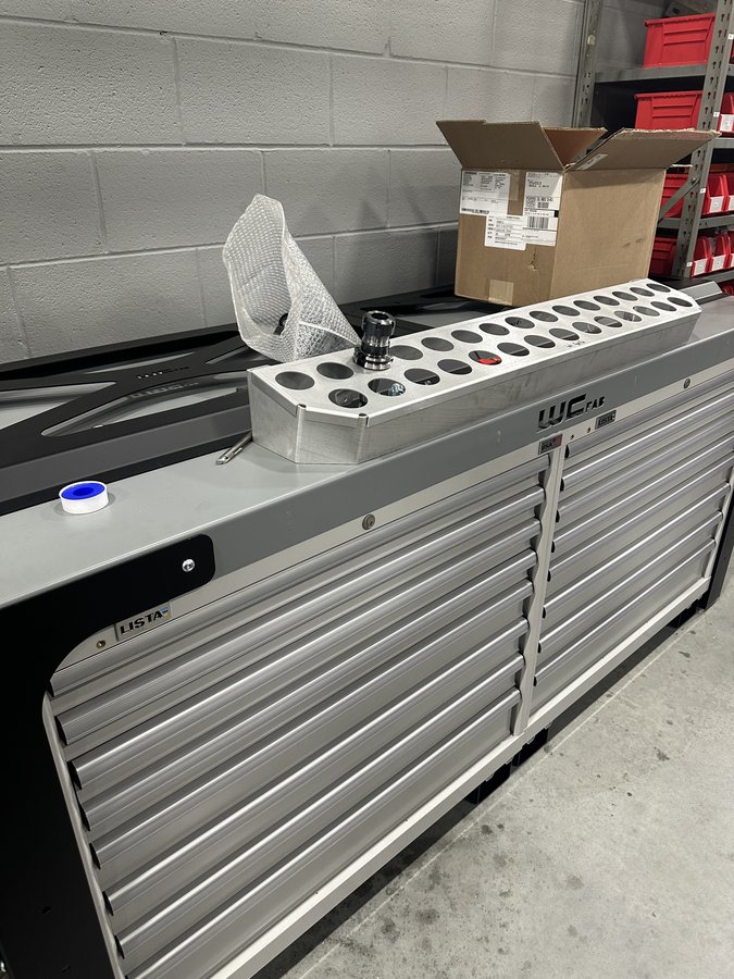 Mobile CNC toolholder management rack with organized tool cones